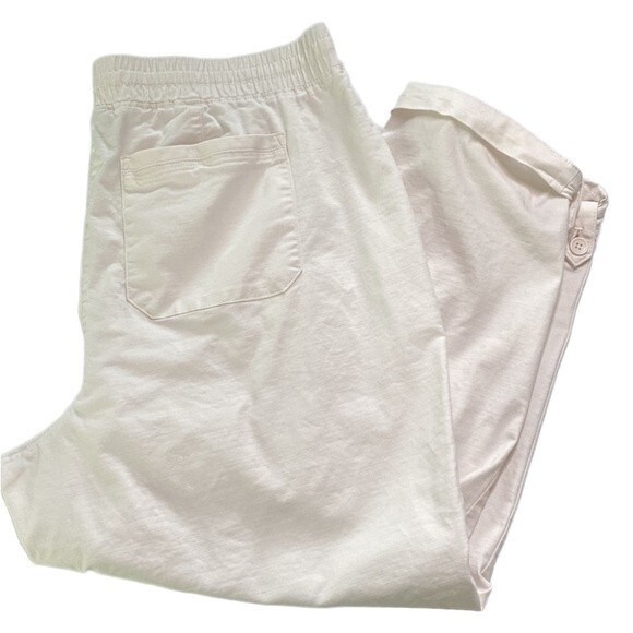 Talbots "Easy Slim Leg Crop Pants" Pull On Elastic Drawstring Button Tab Cuffs - Picture 15 of 16